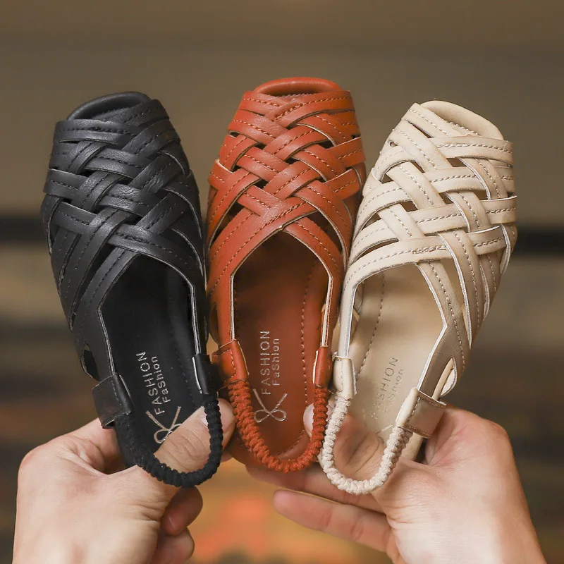 

Kids Sandals Girls Toddlers Retro Roman Beach Sandals Fashion Princess Soft Children's Casual Shoes Woven Braid Design Sandals