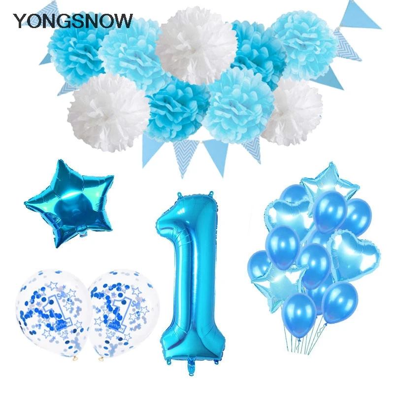 Azul Nvetls 1er Cumpleanos Bebe Globos Decoracion Cumpleanos 1 Ano Bebe Nino Y Nina Pancartas Guirnaldas Y Confeti Pancartas Courier365 In