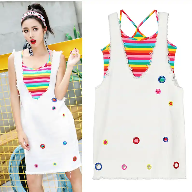 rainbow overall dress