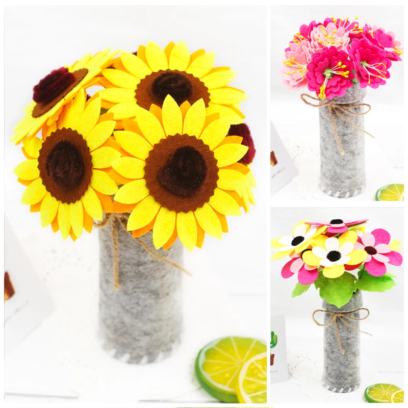 

Emulation flower bouquet Felt kit Non-woven cloth Craft DIY Sewing set Felt Handwork Material DIY needlework supplies