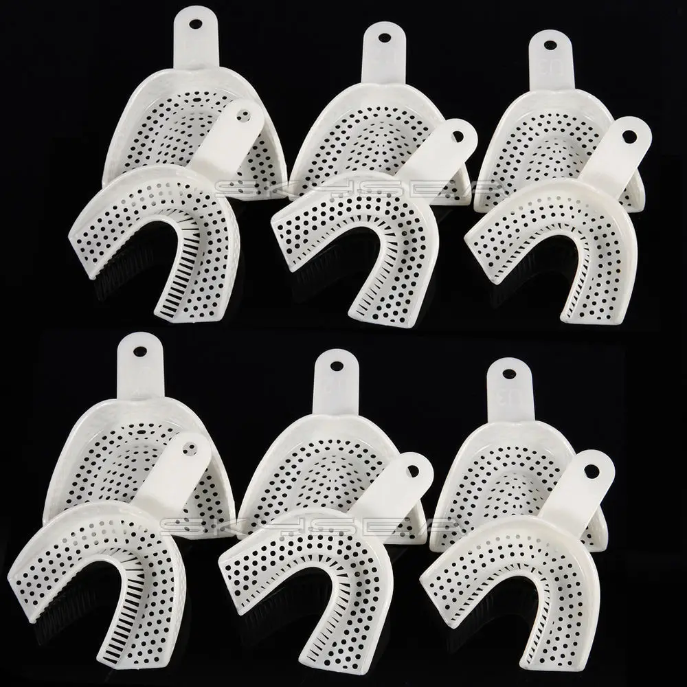 

12 pieces Dental Disposable Impression Trays Plastic Upper & Lower 3 Sizes