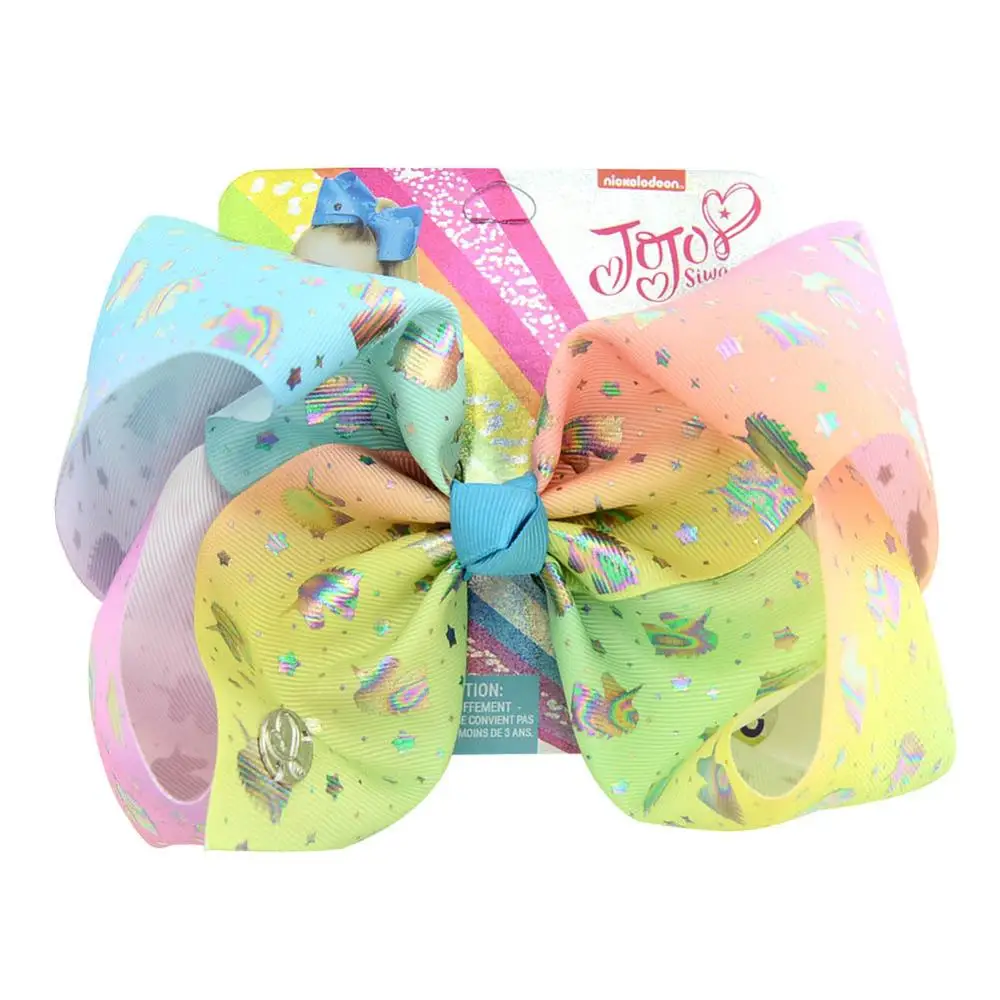 

Jojo Siwa 8inch Large Unicorn Handmade Princess Ribbon Hair Bows Print Unicorn Pattern Hair Accessories For Baby Hair Clip