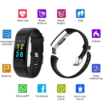 

Color Screen Smart Wristband Sports Bracelet Heart Rate Blood Pressure Oxygen Fitness Tracker for Samsung Galaxy Note 8 5 4 3 2