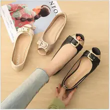 Весенние повседневные женские туфли на плоской подошве с открытым носком, Летние черные туфли, женские мокасины без шнуровки, большие размеры 33-43