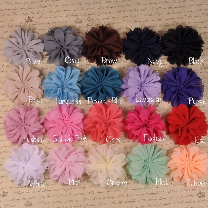 

Yundfly 5pcs Scallop Ruffuled Ballerina Chiffon Petal Flowers For Baby Headbands DIY Chiffon Flower For Children Headwear