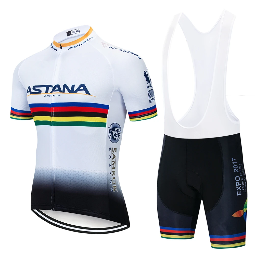 

2019 Team ASTANA White Cycling Clothing Bike Jersey Ropa Mens Bicycle Summer Pro Cycling Jerseys Gel Pad Bike Shorts