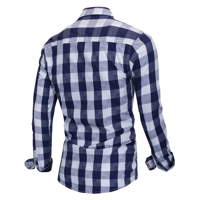 2018 New Arrival Men's Long Sleeve Plaid Shirt Fashion Brand Cotton Casual Patchwork Dress Shirt Social Business Checked Shirts Tops  (5)