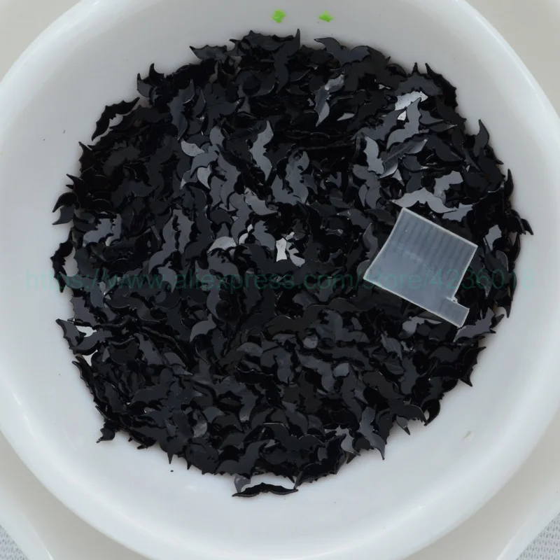 

25g 3*8mm black small bat Shape Loose Sequins Pailettes For Kid DIY Party Halloween Decoration Festival Ornament DIY Accessories