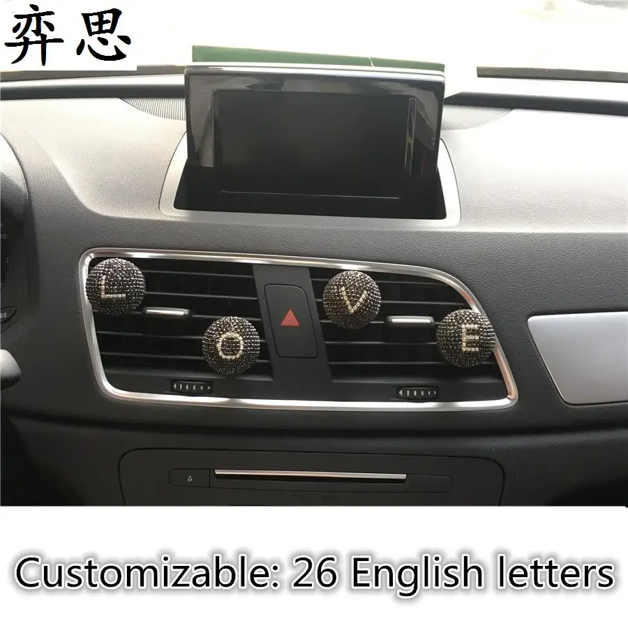

Car perfume that can be customized in English letters Exquisite car air freshener Black Diamond white font Ladies car styling