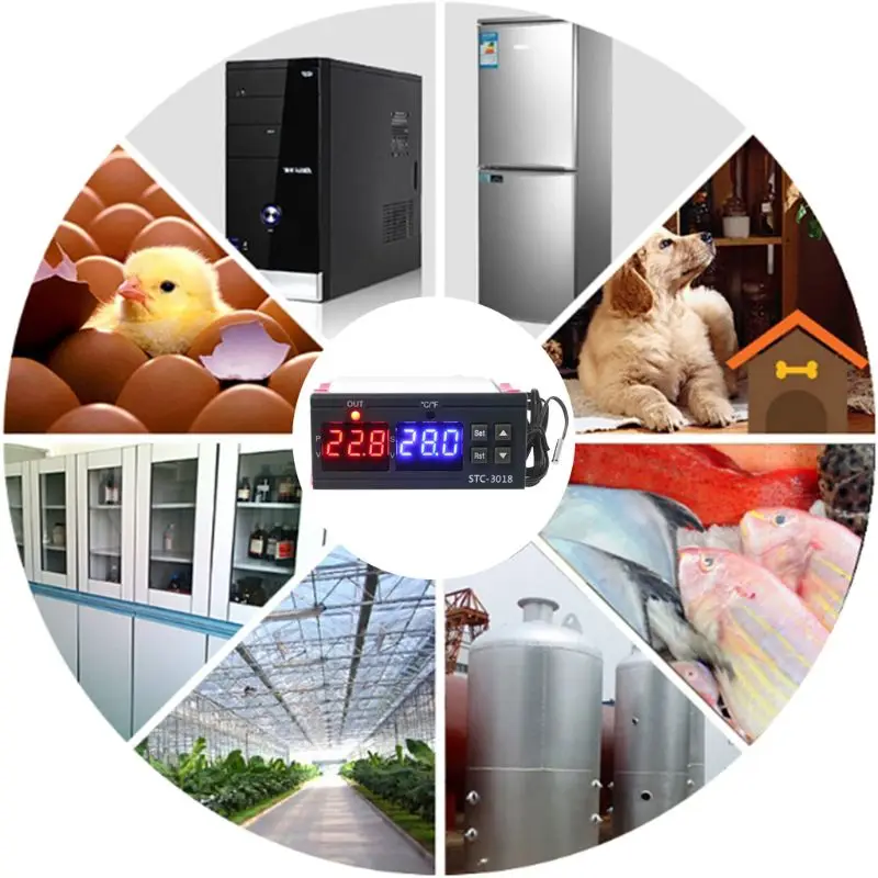 12V 24V 220V Цифровой Температура Контроллер C/F термостат 10A реле терморегулятор нагревательные охладительные переключатель