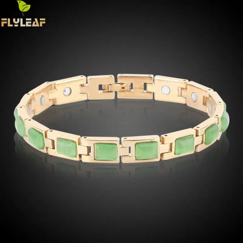 

Flyleaf New Arrival True Gold Color Opal Bracelets & Bangles For Women Magnetic Health Bracelet Fashion Jewelry Wholesale