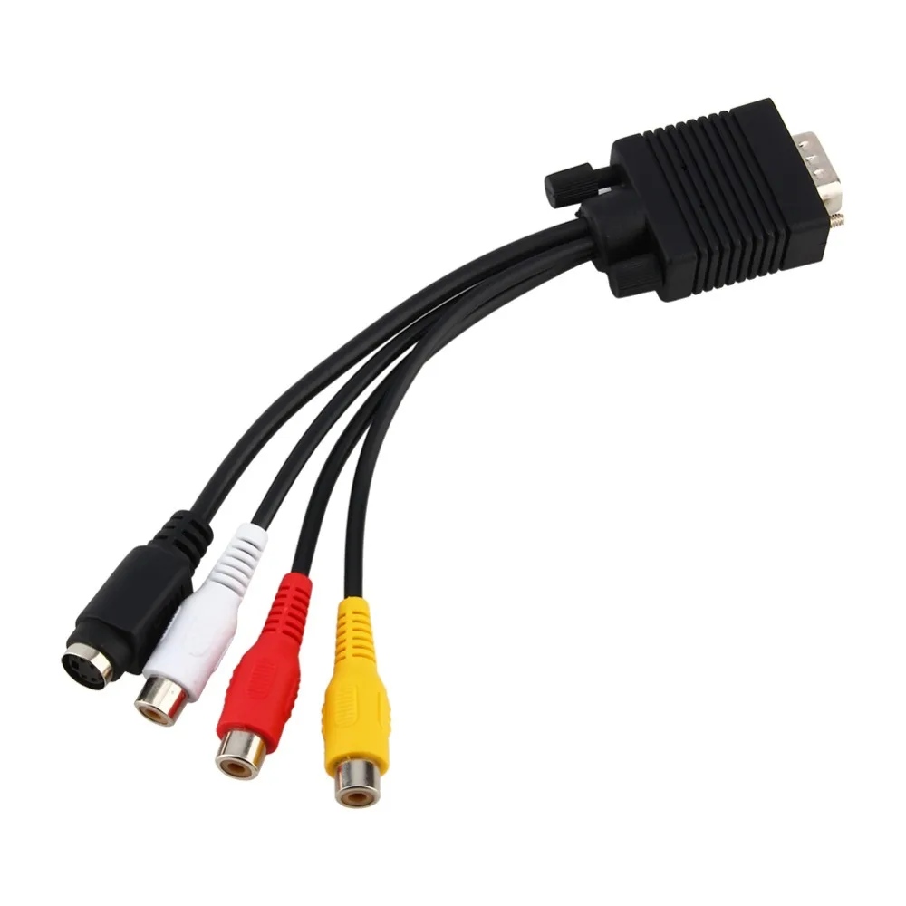 1 шт. VGA Video TV Out S AV и 3 RCA Женский конвертер кабель адаптер Черный Прочный горячая