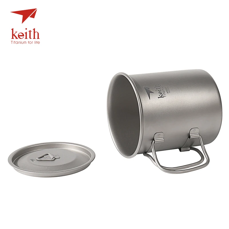 Keith кружки из титана на открытом воздухе кемпинг чашки с складной ручкой
