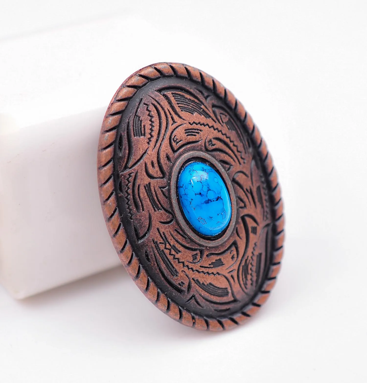 

10pcs 35X25mm Vintage Silver Western Turquoise Oval Parade Leather Conchos For Leathercraft Wallet Chain Belt Wallet Decoration