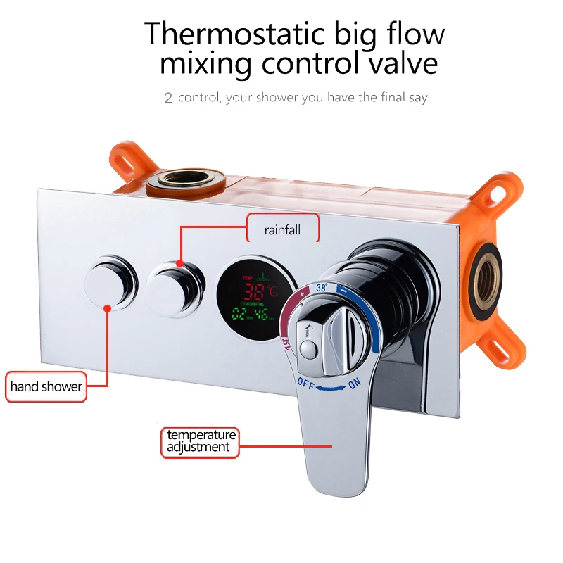 Ванная комната скрытый управление клапан термостатический смешивания клапан латунь настенный 2 способа душ панель Нержавеющая сталь