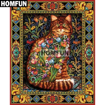 

HOMFUN Full Square/Round Drill 5D DIY Diamond Painting "Tapestry cat" 3D Embroidery Cross Stitch 5D Home Decor A00756