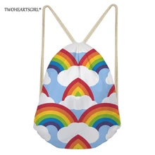 Twoheartsgirl сумка на шнурке рюкзак на веревках для женщин радужные динозавры портативный девушки мода путешествия рюкзак сумки