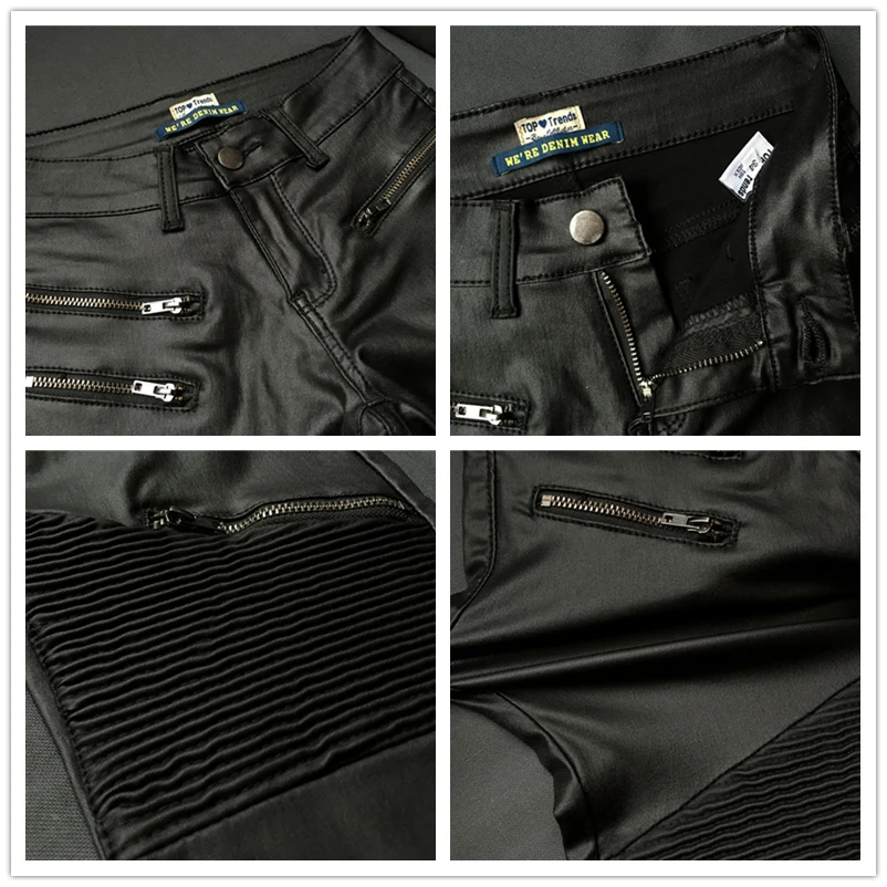 ladies cropped trousers LOGAMI Faux Leather Pants Women Elastic Zipper Leather Pants Trousers 2018 Leren Broeken corduroy pants