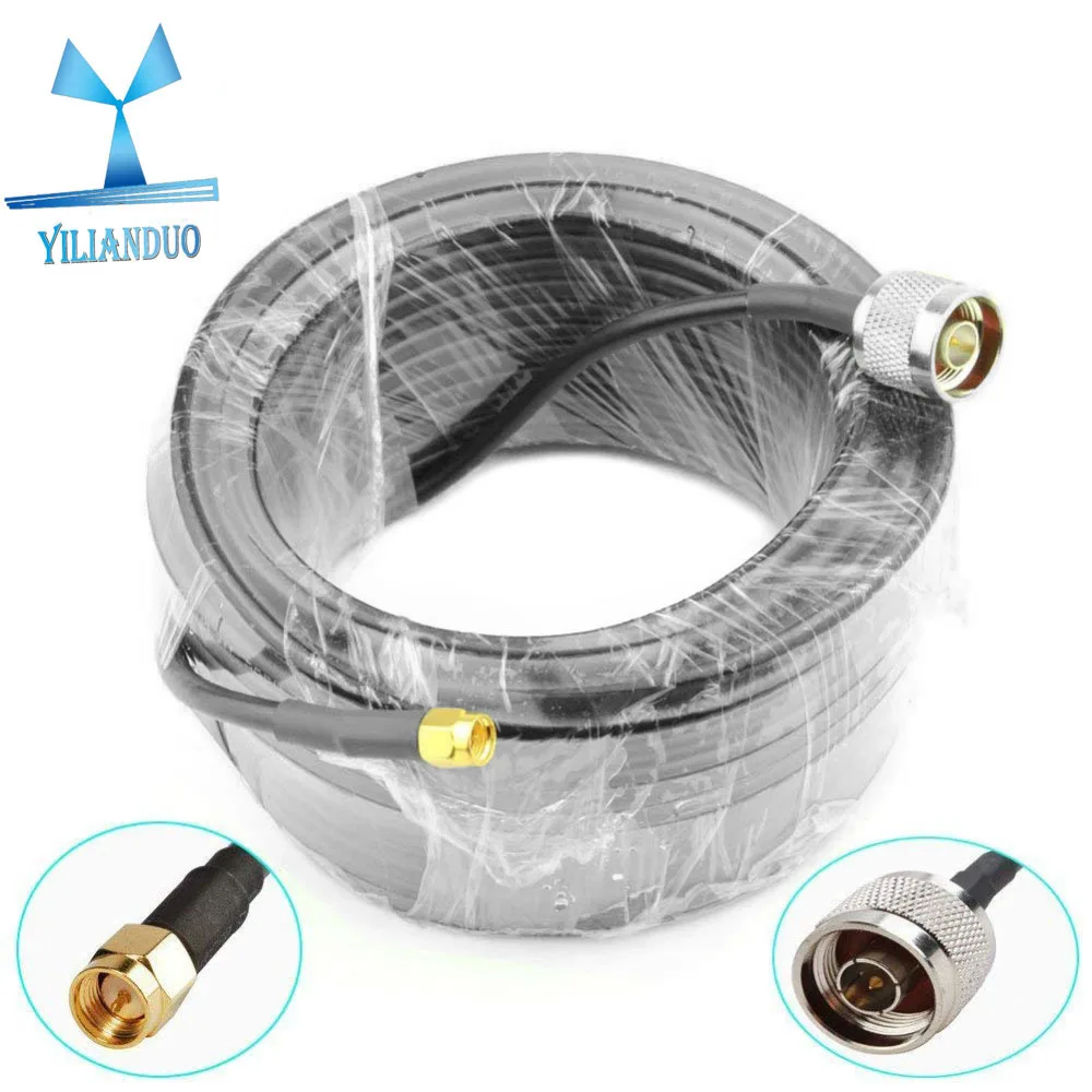 

YILIANDUO WiFi Antenna Cable 15-Meter(49.2 Ft) N Male to SMA Male RG58 Coaxial 50 Ohm For CB Amateur Two-Way Radio 3G 4G LTE