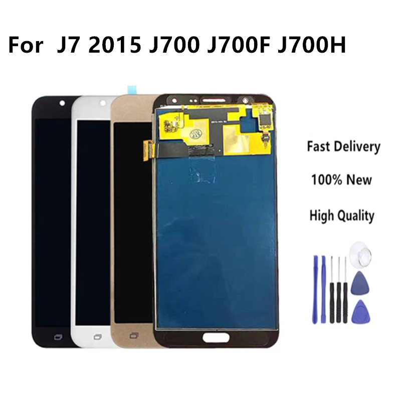 

High Quality Brightness Control Display For Samsung Galaxy J7 2015 J700 J700F J700H Screen Touch Digitizer Assembly +Tools