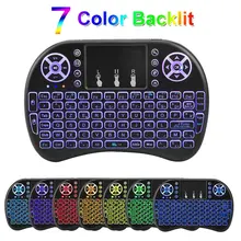 7 color backlit i8 Mini Wireless Keyboard with Touchpad 2 4Ghz English Russian Spanish French Remote