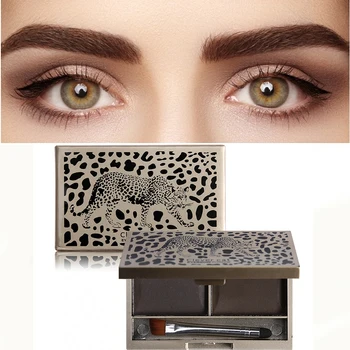 

Leopard 2 Color Eyebrow Powder Makeup Palette Waterproof Natural Brown Eye Brows Enhancers Shadow Cosmetic Kit with Brush Mirror