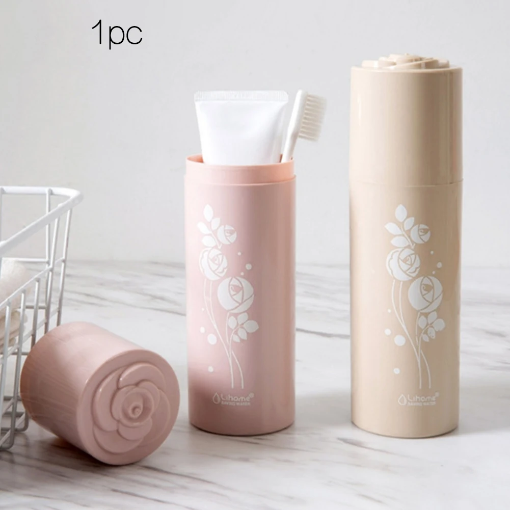 

Travel Holder Bathroom With Lid Moisture Proof Box Portable Round Home Toothbrush Case Toothpaste Storage Accessories Dustproof