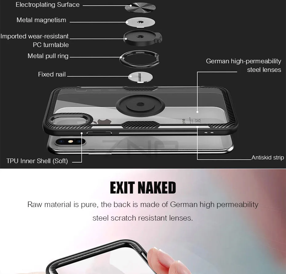 ZNP Luxury Magnetic Ring Stand Phone Case For iPhone 6 6s 7 8 Plus X Holder Full Cover Cases For iPhone X XS Max XR Case Shell