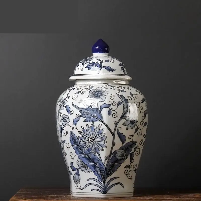 

Blue And White Porcelain Pot Furniture Ornaments Living Room Storage jar Ceramic Ornament porcelain jar vase