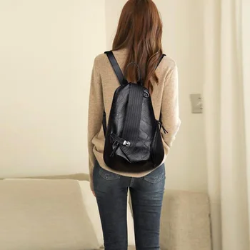 

AUAU-Pu Leather Bucket Row Backpack Anti-Theft Waterproof Ladies Large Capacity Bag