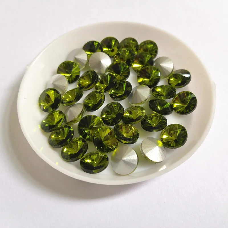 TopStone Olivine цветной размер 8 10 12 14 16 18 мм риволи стеклянный круглый кристалл