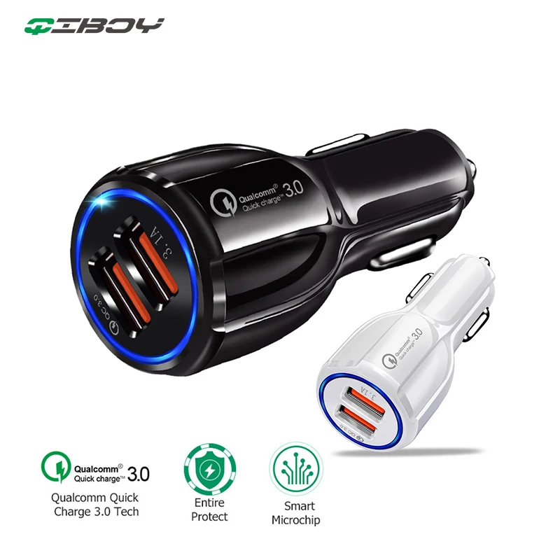 

Car USB Charger QC3.0 Quick Charge 2 Port Cigarette Socket Lighter For Phone/navigator/Tablet 3.1A Fast Charging Usb Car-Charger
