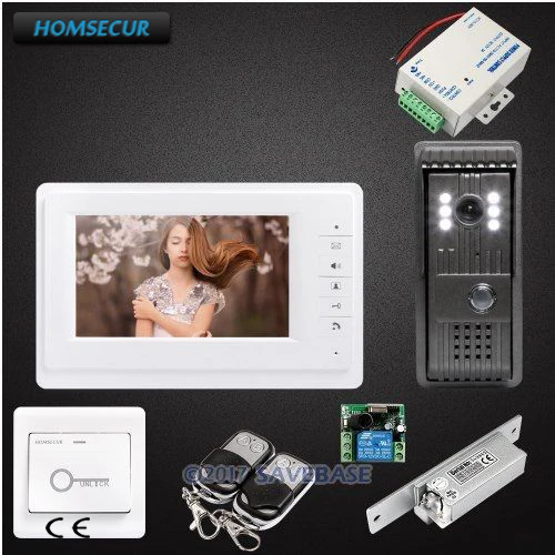 

1V1 Hand-Free 7" TFT LCD Wired Video Door Phone Intercom with Intra-monitor Audio Intercom HOMSECUR +Strike Lock