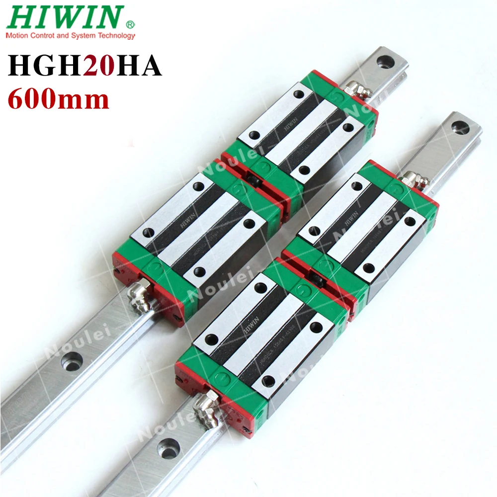 Линейная направляющая HIWIN HG20 2 шт. 600 мм HGR20 с 4 направляющими блоками HGH20HA для ЧПУ