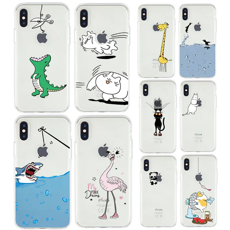 

Cartoon Soft TPU Case for iPhone X XS Max XR 7 8 Plus Flower Flamingo Star Cat War Silicone Clear Cover For iPhone 6 6S 5 5S SE