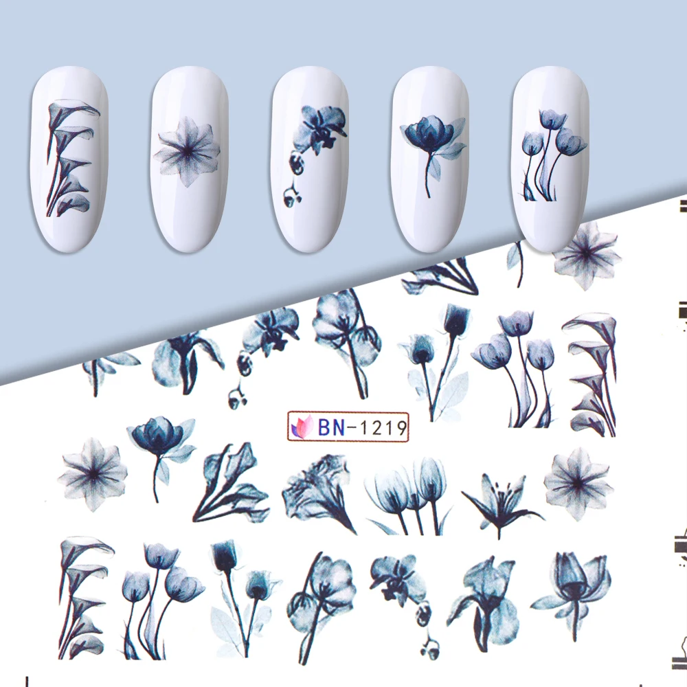 

3 sheet/36 Designs Mixed Floral Colorful Summer Decals Nails Sticker Flower Mask Girl Decoration Water Transfer Manicure Slider