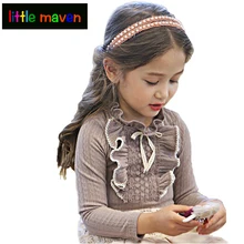 Кружевная рубашка для девочек Высококачественная цветная блузка принцессы с оборками одежда для маленьких девочек хлопковые топы, весенне-осенне-зимняя детская одежда