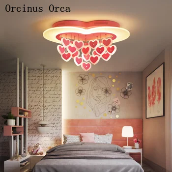 

Modern simple LED pink love ceiling lamp Girl Bedroom Princess Room children's room lamp cartoon creative romantic ceiling lamp