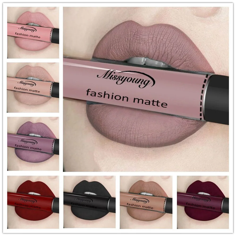 

Lips Waterproof Matte Lipstick Lasting Sexy Nude Red Purple Lip Stick Moisturizer Smother Lip Gloss Beauty Cosmetic Makeup TSLM1