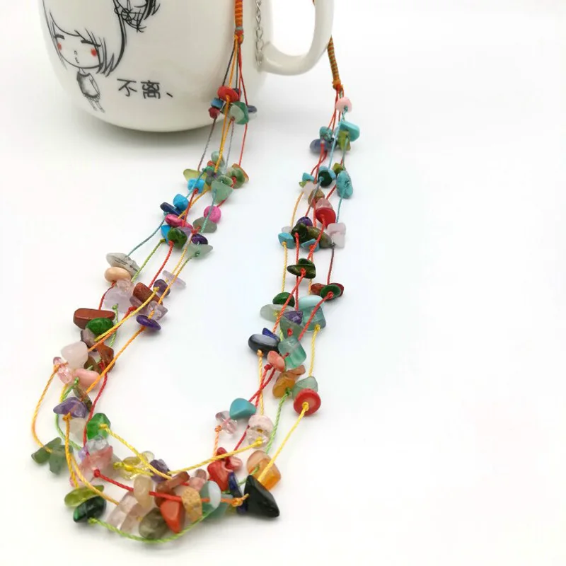 

Natural Coral Stone Gem Collar Necklaces Original Vintage Bohemia Statement Choker Fashion Charms Women Jewelry Gift