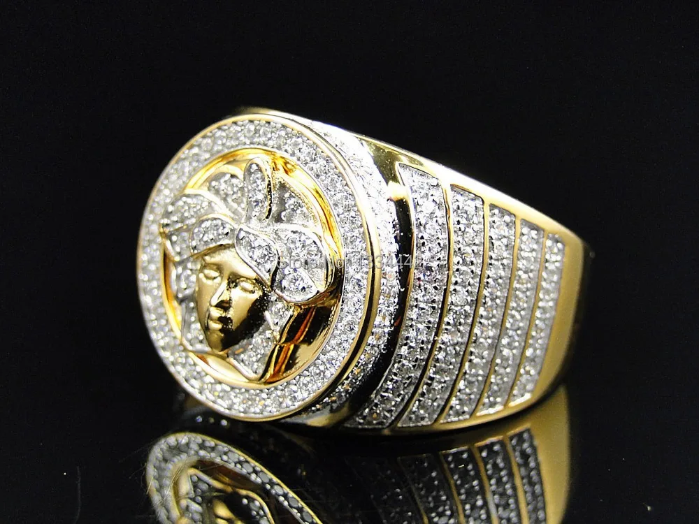 2015 NEW ARRIVED luxury Mens big ring gold jewelry,bling micro pave cz
