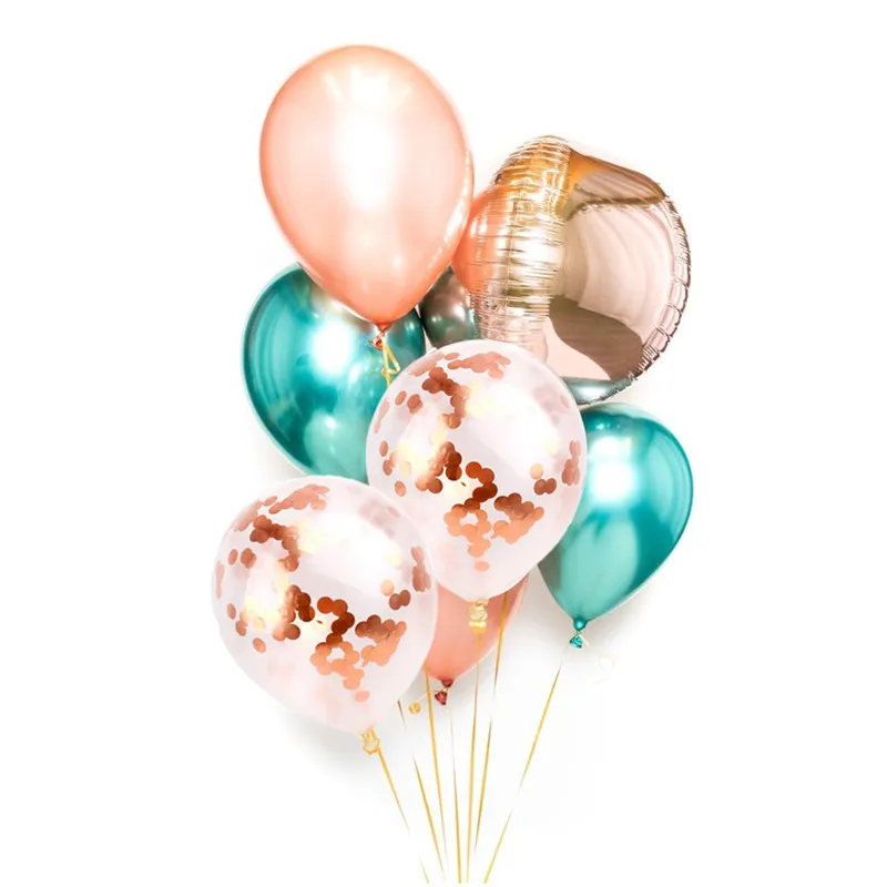 STARLZMU 7 шт. розовое золото Румяна букет шариков комплект с конфетти воздушные шары гелиевые шары медь осень Свадебный декор