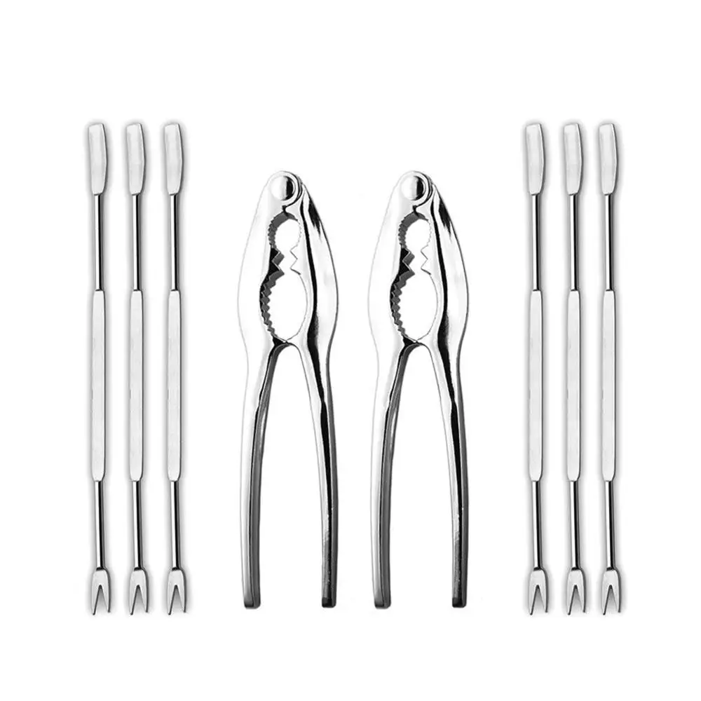 

8PCS Forks Crackers Seafood Shellfish Lobster And Crab Nutcracker Pliers Tools Set Kitchen Picnic Free Steel Cutlery Sets