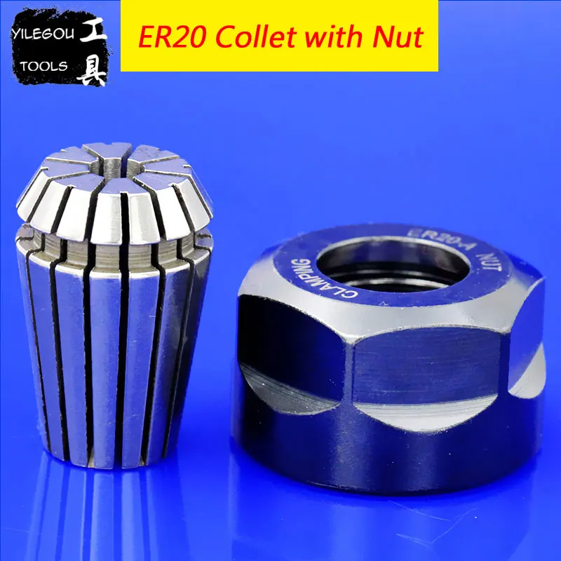 CNC ER20 Spring Collet with Nut High Precision ER20 (2 to 7mm) Chuck
