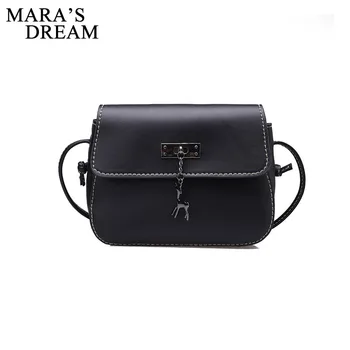 

Mara's Dream Women Candy Color Solid Handbag Metal Fawn Pendant Hasp Bags Women Famous Brands PU Saddle Women Evening Bags