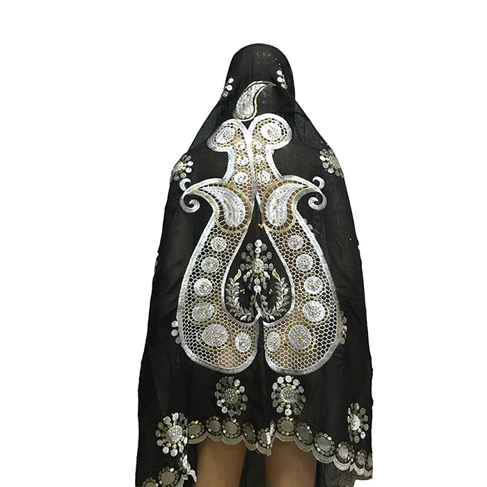 Хлопковый шарф Африканский мусульманский женский шарф с вышивкой на спине модный шарф для шали BM679