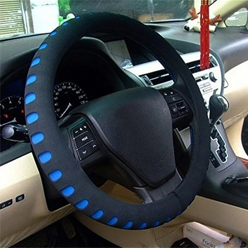 

JETTING DIY Car Steering Wheel Cover Rubber PU Leather Auto Car Steering Wheel Cover Multi Color Grey Red Blue