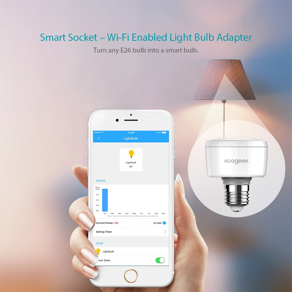 Смарт розетка Koogeek E26 светильник Wi Fi адаптер для лампы смарт лампа Siri с