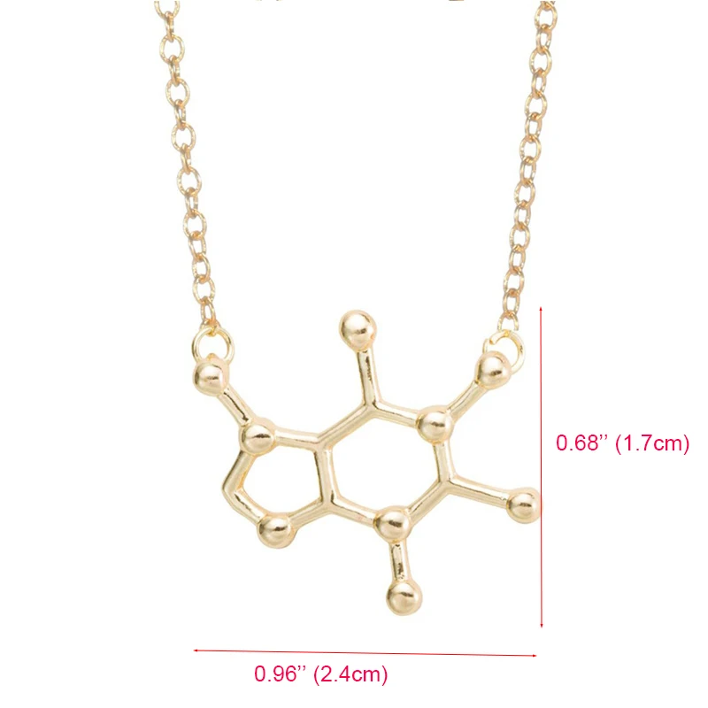 Jisensp новое простое кофеиновое ожерелье с дизайном «молекула» структура химия женское и мужское ожерелье маленькая подвеска длинная цепочка ожерелье N137