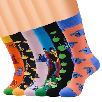 

10 Pairs Men's Funny Colorful Combed Cotton Socks Happy Harajuku Cartoon Socks Male Casual Business Wedding Gift Socks